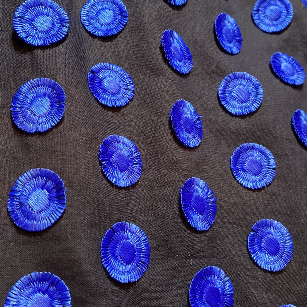 Blue Embroidery Circles on Black Cotton J. Crew w/Pockets Skirt Size 2 28” long - Picture 11 of 12